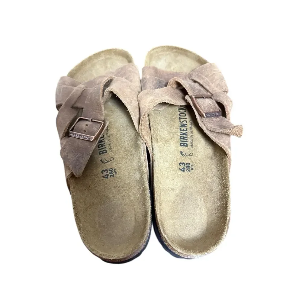 Birkenstock Lugano Woven Strappy Leather Slip On Footbed Boho Sandals Unisex 10